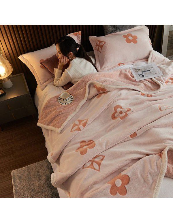 Winter single-layer thickened milk wool blanket double-sided flannel blanket quilt sheet multi-function blanket air conditioning blanket