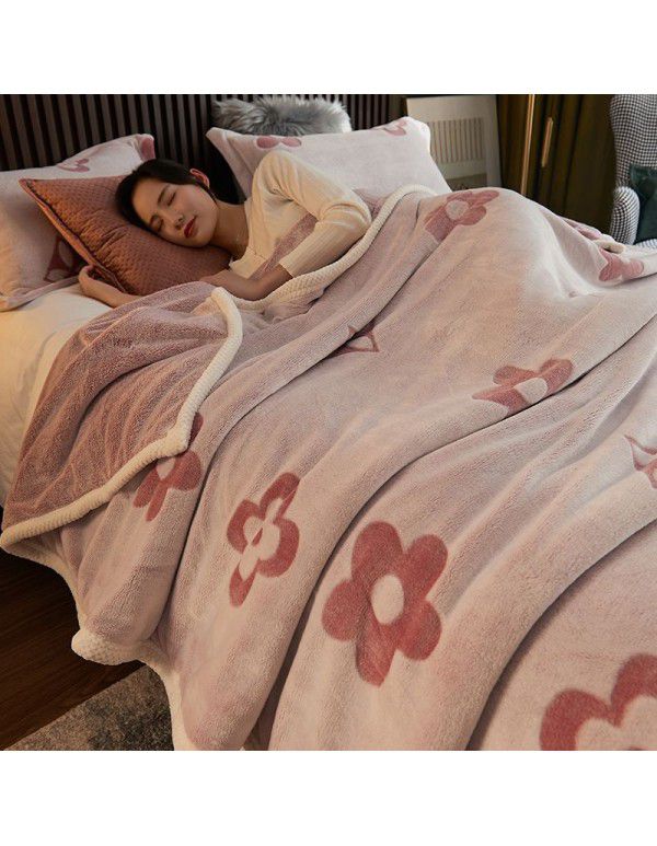 Winter single-layer thickened milk wool blanket double-sided flannel blanket quilt sheet multi-function blanket air conditioning blanket