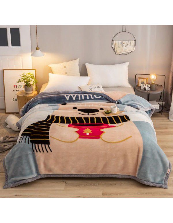 Factory blanket Raschel blanket thickened double-layer warm blanket super soft double-sided blanket gift wholesale