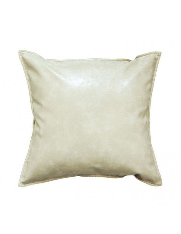 PU oil wax leather cushion cover solid color luxury imitation leather sofa cushion pillow Office pillow Headrest