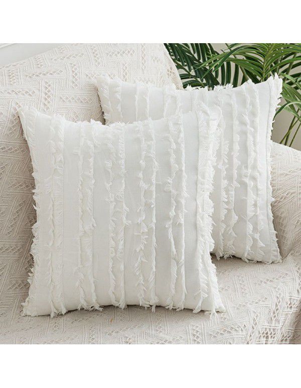 The manufacturer directly supplies cotton and linen creative throw pillows, Nordic holiday style, cut fringed waist pillows, one in stock