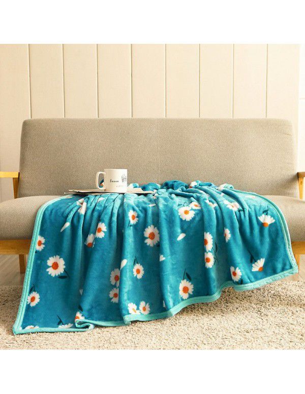 Wholesale printed coral wool blanket Spring and autumn casual shawl blanket Air conditioning blanket Office nap blanket