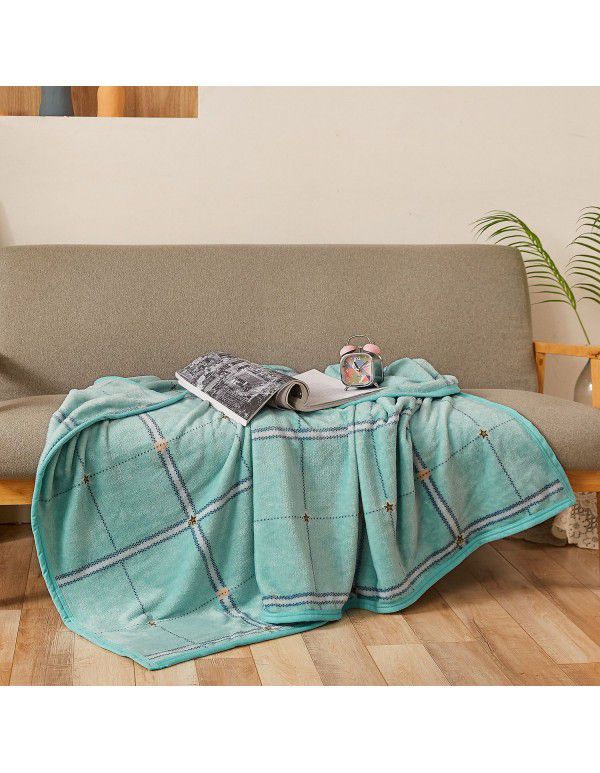 Wholesale printed coral wool blanket Spring and autumn casual shawl blanket Air conditioning blanket Office nap blanket