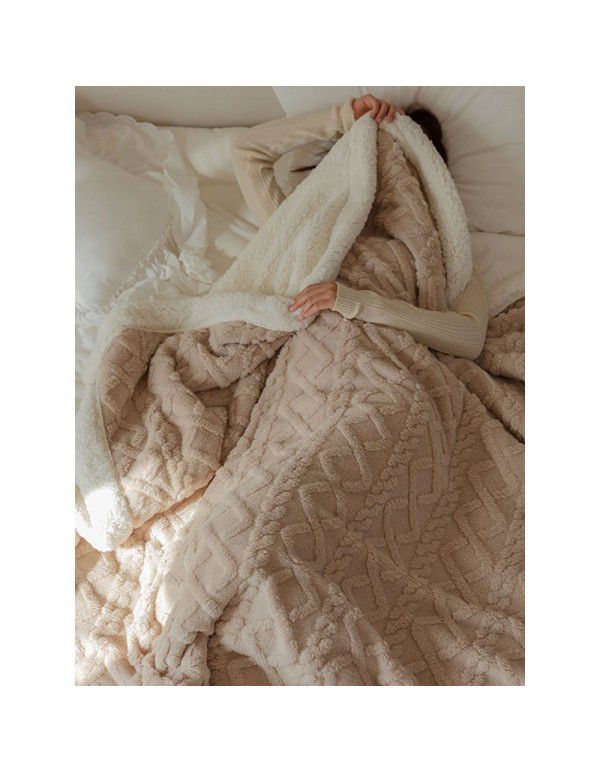 Nordic retro flannel taff cashmere blanket blanket single shawl sofa double layer solid color lunch blanket