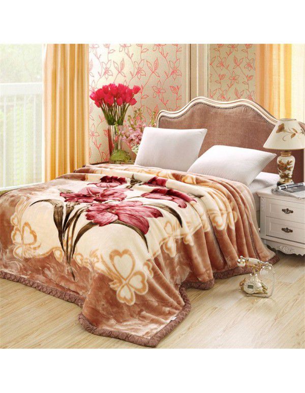 Factory blanket Raschel blanket thickened double-layer warm blanket super soft double-sided blanket gift wholesale