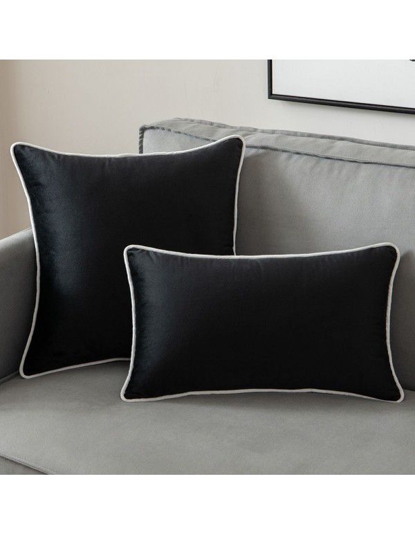 Modern simple velvet rolled rope hemmed ins solid color model room throw pillow cushion large back throw pillow case