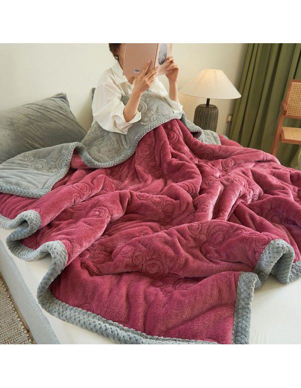 Farai velvet milk velvet composite blanket Double layer blanket Three layer blanket Single double thickened blanket Cotton blanket