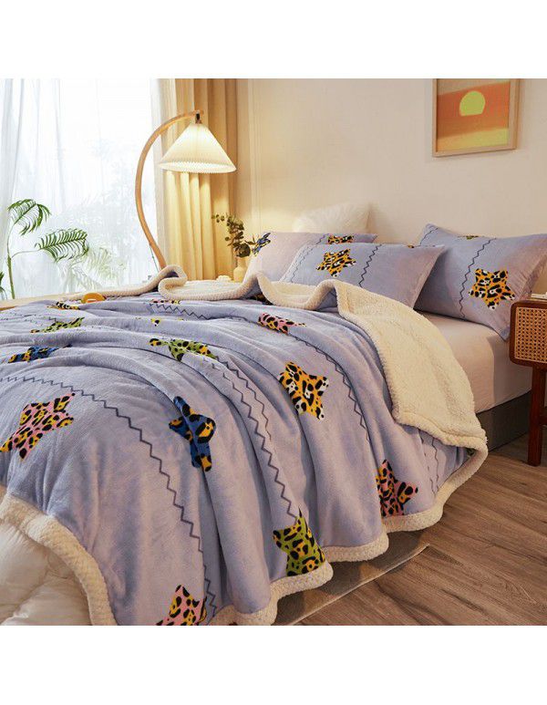  spot double-layer blanket thickened winter children's nap blanket coral wool warm flange blanket