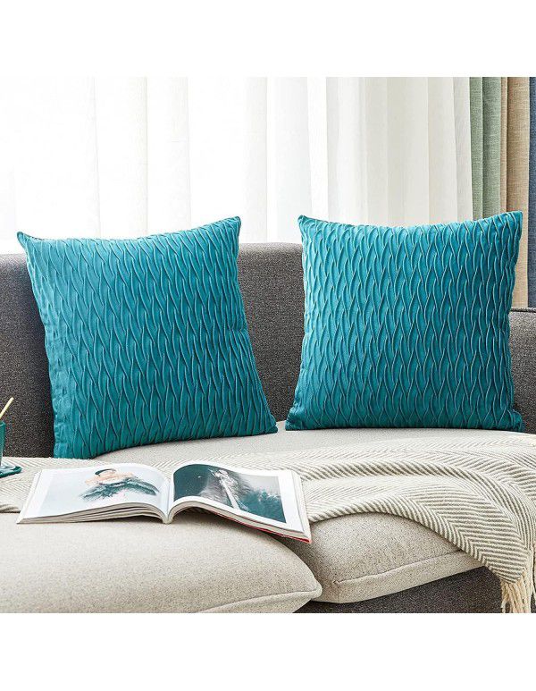 Cross border ins solid color pleated velvet pillow scissors pattern bedside pillow case sofa cushion pillow case with core