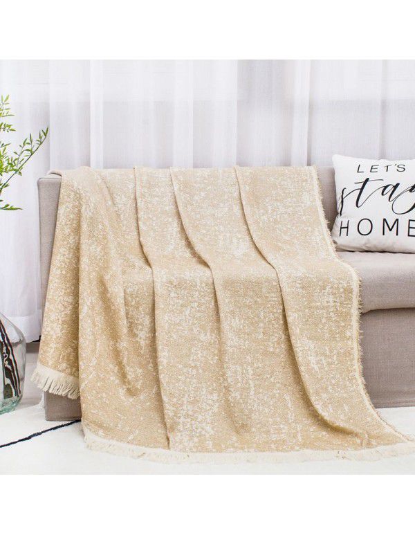 Cotton linen ins living room sofa blanket tassel blanket wearable knee blanket midnight sleeping blanket leisure decorative blanket bed tail blanket