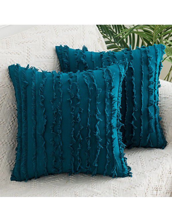 The manufacturer directly supplies cotton and linen creative throw pillows, Nordic holiday style, cut fringed waist pillows, one in stock