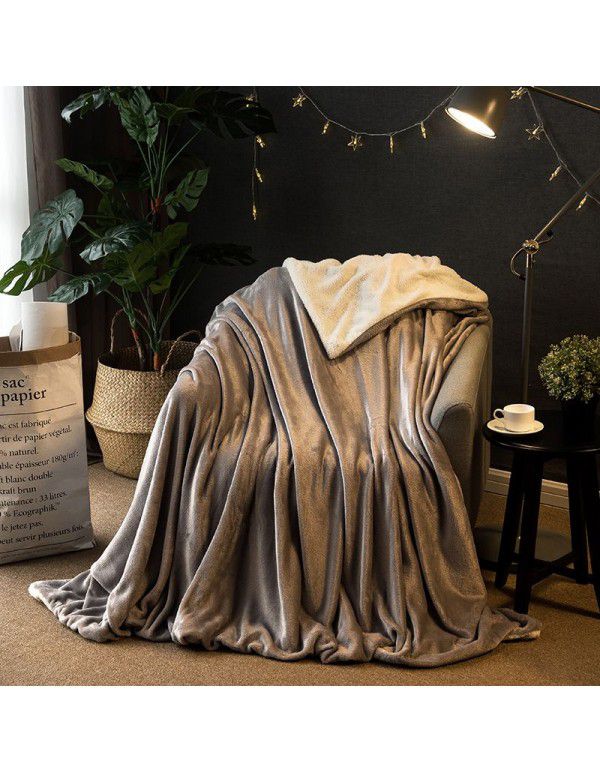 Double layer thickened small blanket sofa cover blanket lamb cashmere magic wool office nap air conditioning children blanket quilt cover