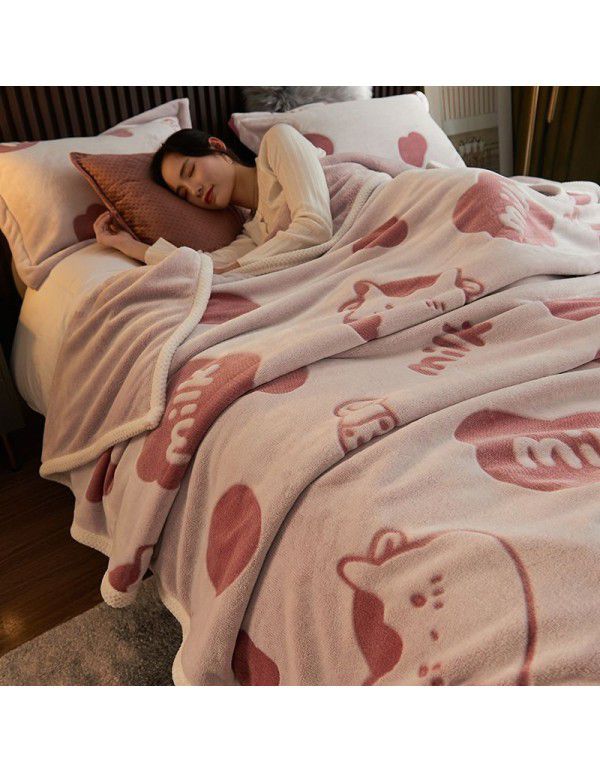 Winter single-layer thickened milk wool blanket double-sided flannel blanket quilt sheet multi-function blanket air conditioning blanket