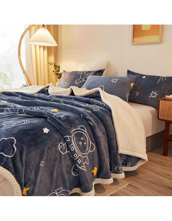  spot double-layer blanket thickened winter children's nap blanket coral wool warm flange blanket