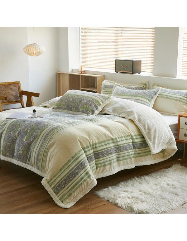 Double layer thickened milk wool blanket Cross border Amazon dual-use quilt blanket Beibei nap blanket Air conditioning blanket