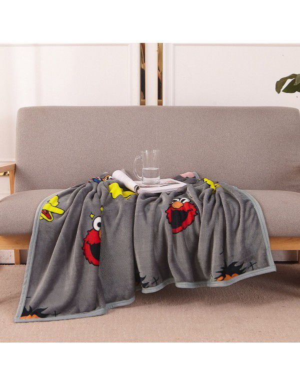 Wholesale printed coral wool blanket Spring and autumn casual shawl blanket Air conditioning blanket Office nap blanket