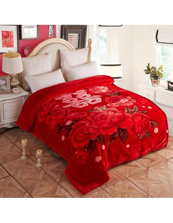 Factory blanket Raschel blanket thickened double-layer warm blanket super soft double-sided blanket gift wholesale