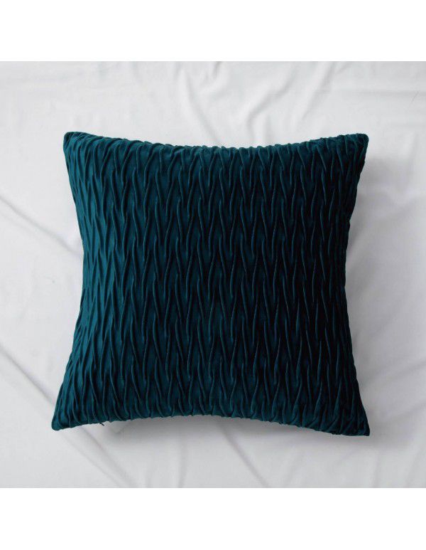 Cross border ins solid color pleated velvet pillow scissors pattern bedside pillow case sofa cushion pillow case with core