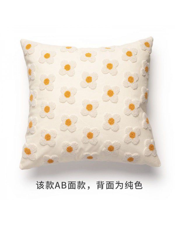 Nordic ins small wrinkle chrysanthemum pillow cover sitting room sofa sunflower cushion bed pillow float window cushion pillow