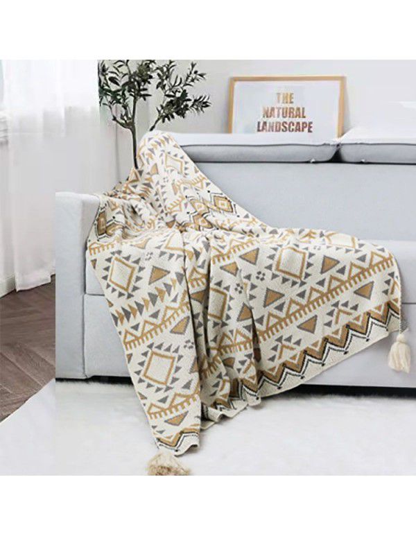 Bohemian blanket simple knitting wool nap blanket winter decoration nap blanket blanket sofa blanket