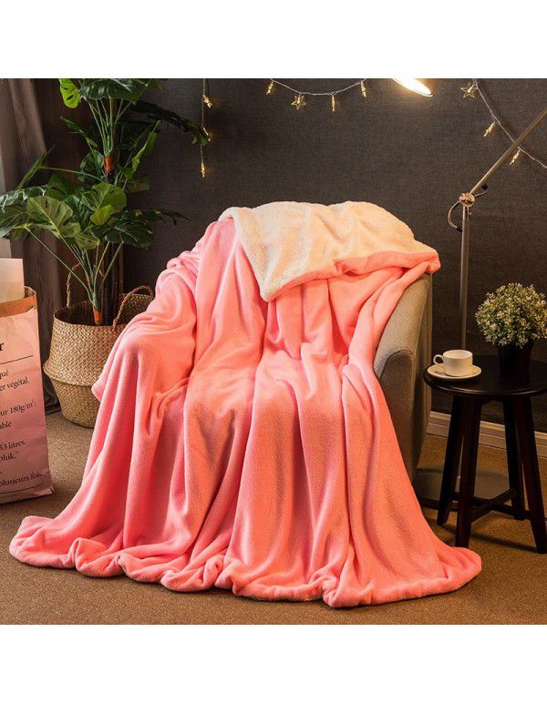 Double layer thickened small blanket sofa cover blanket lamb cashmere magic wool office nap air conditioning children blanket quilt cover