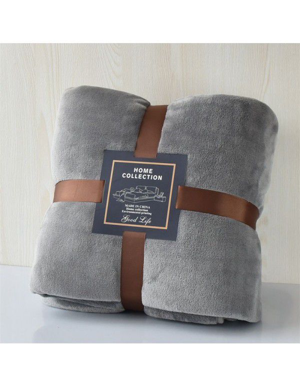 Foreign trade small blanket coral blanket four seasons nap travel blanket solid flannel thickened yoga gifts wholesale