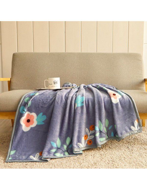 Wholesale printed coral wool blanket Spring and autumn casual shawl blanket Air conditioning blanket Office nap blanket