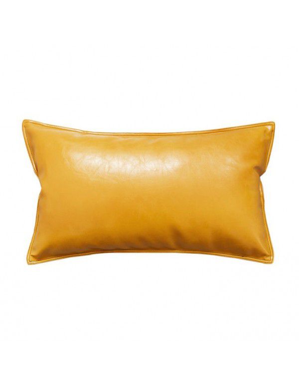 PU oil wax leather cushion cover solid color luxury imitation leather sofa cushion pillow Office pillow Headrest