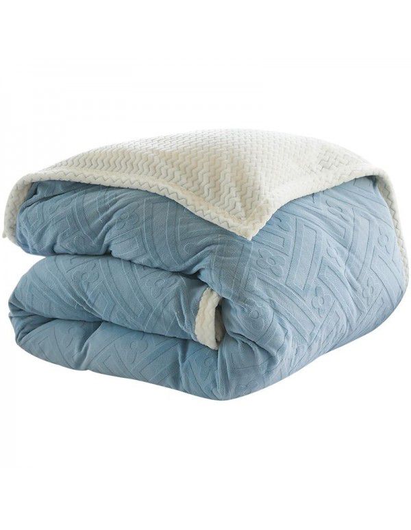 Double layer thickened milk wool blanket Cross border Amazon dual-use quilt blanket Beibei nap blanket Air conditioning blanket