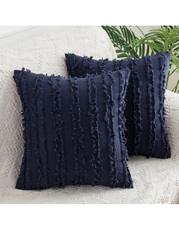 The manufacturer directly supplies cotton and linen creative throw pillows, Nordic holiday style, cut fringed waist pillows, one in stock