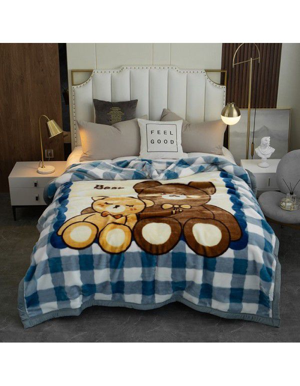 Factory blanket Raschel blanket thickened double-layer warm blanket super soft double-sided blanket gift wholesale