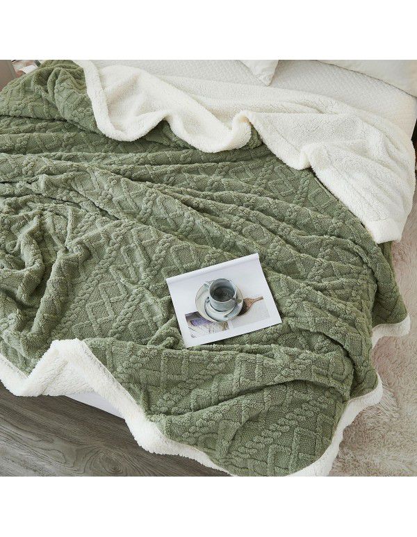 Taff cashmere jacquard lamb wool blanket double-layer composite cross-border AB version sofa blanket decorative blanket thickened blanket blanket