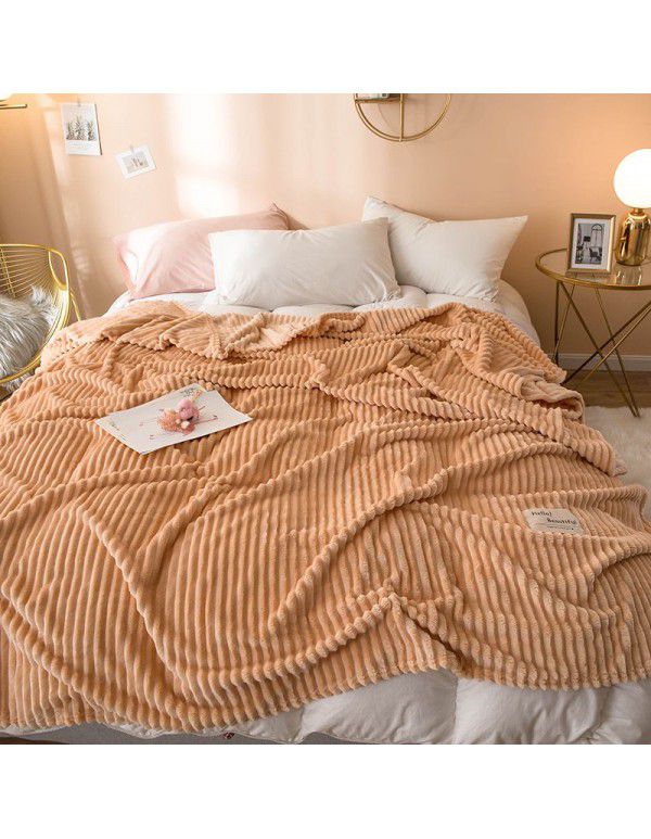 New super soft pure color flannel blanket plain stripe magic velvet nap blanket air conditioning blanket cover blanket special price