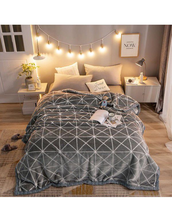 Factory blanket Raschel blanket thickened double-layer warm blanket super soft double-sided blanket gift wholesale