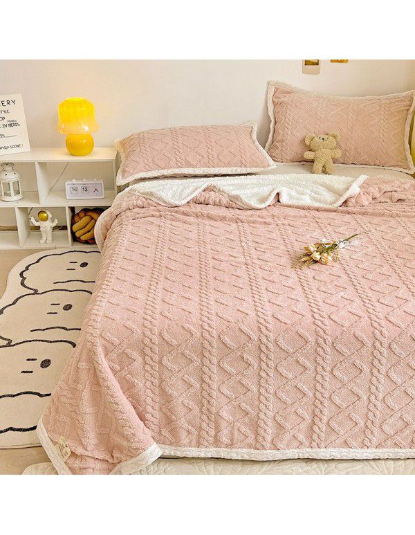 Taff Cashmere Lamb Wool Blanket Small Blanket Autumn Winter Thickened Cashmere Quilt Cover Blanket Double sided Cashmere Quilt Cover Blanket