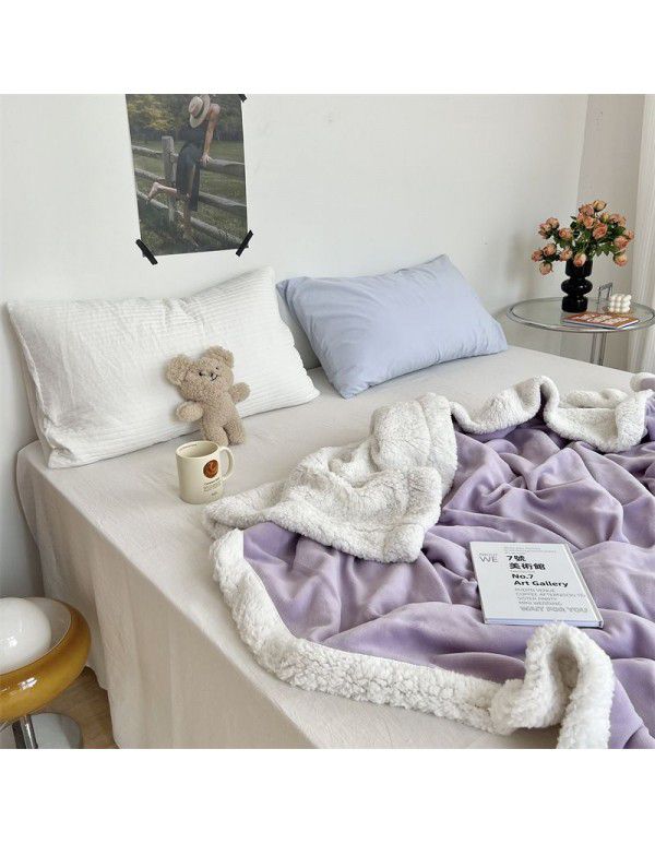 Wholesale solid color blanket, double layer sofa, leisure blanket, warm blanket, camellia flower, cow's milk wool, lamb's wool blanket, new style