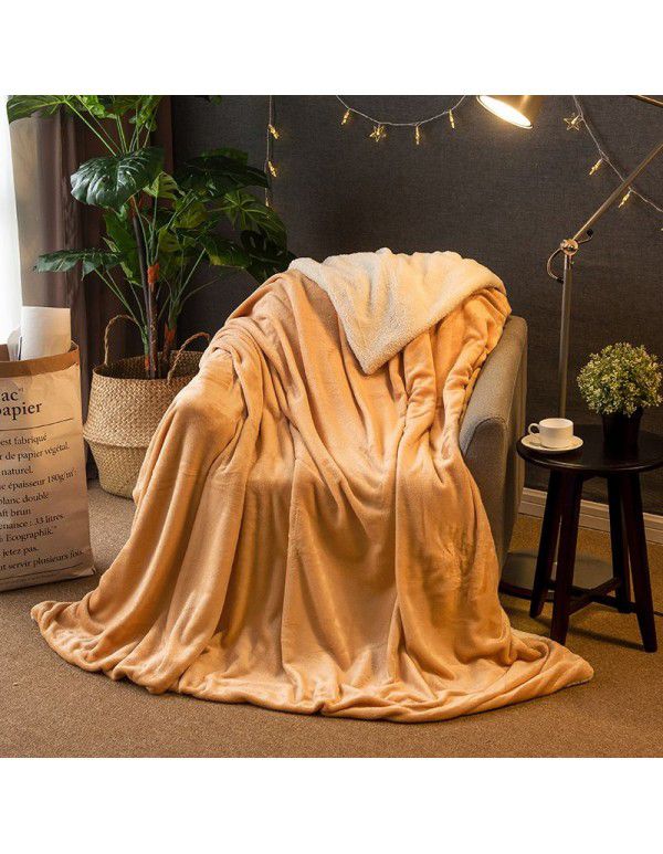 Double layer thickened small blanket sofa cover blanket lamb cashmere magic wool office nap air conditioning children blanket quilt cover