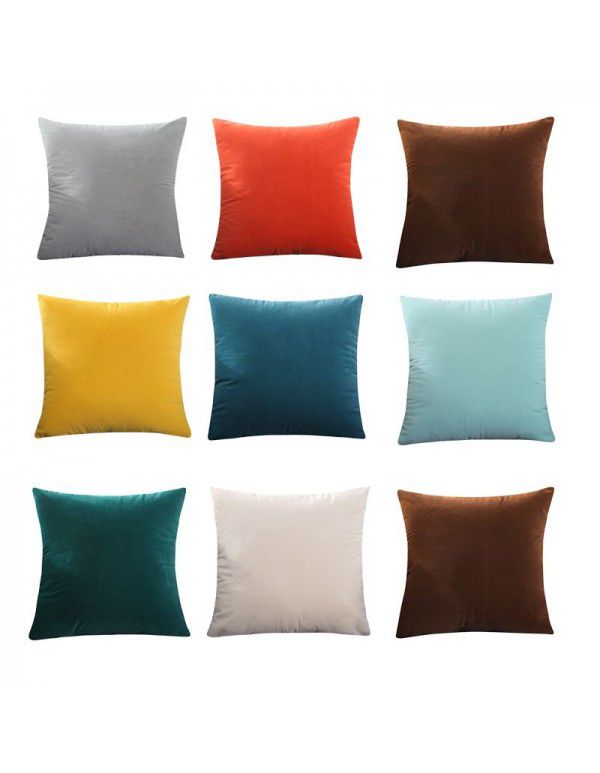 Nordic plain velvet throw pillow waist pillow solid color sofa cushion office waist pillow