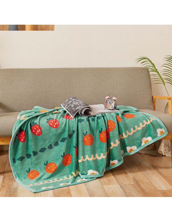 Wholesale printed coral wool blanket Spring and autumn casual shawl blanket Air conditioning blanket Office nap blanket