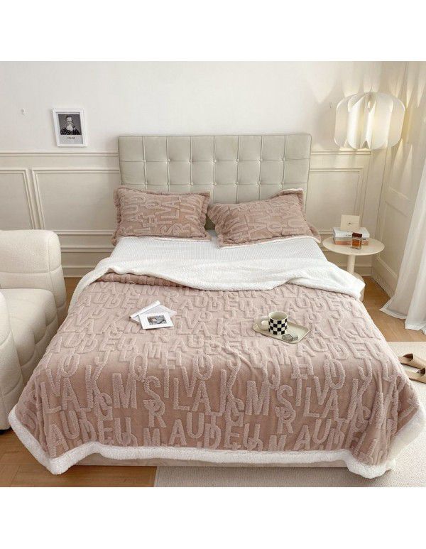 Autumn and winter thickened warm taff milk wool blanket version pure simple lamb wool blanket blanket bedding