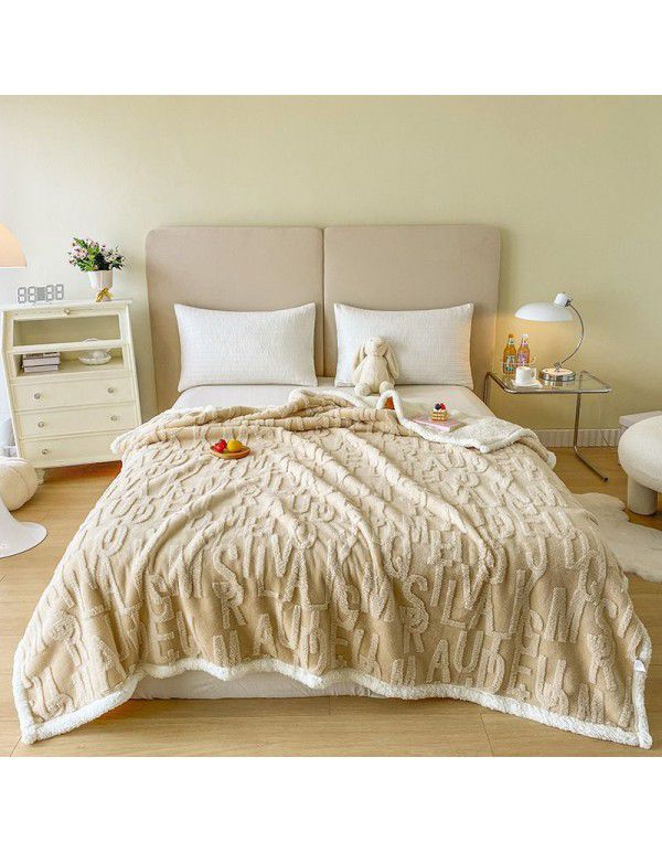  taff leisure blanket solid color lamb blanket Subnet red popular double-layer gift blanket wholesale