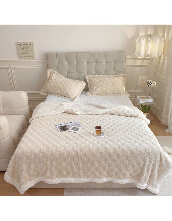 Autumn and winter thickened warm taff milk wool blanket version pure simple lamb wool blanket blanket bedding