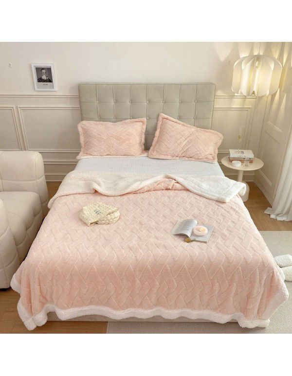 Autumn and winter thickened warm taff milk wool blanket version pure simple lamb wool blanket blanket bedding