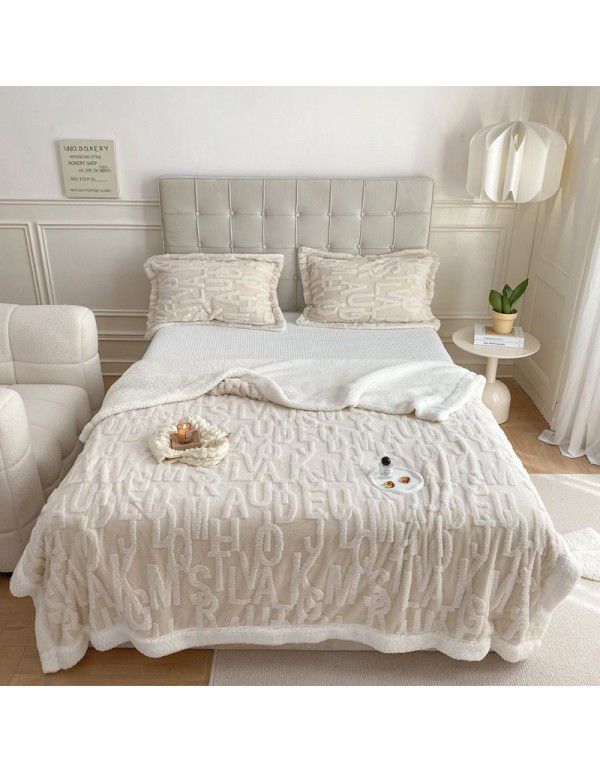 Autumn and winter thickened warm taff milk wool blanket version pure simple lamb wool blanket blanket bedding