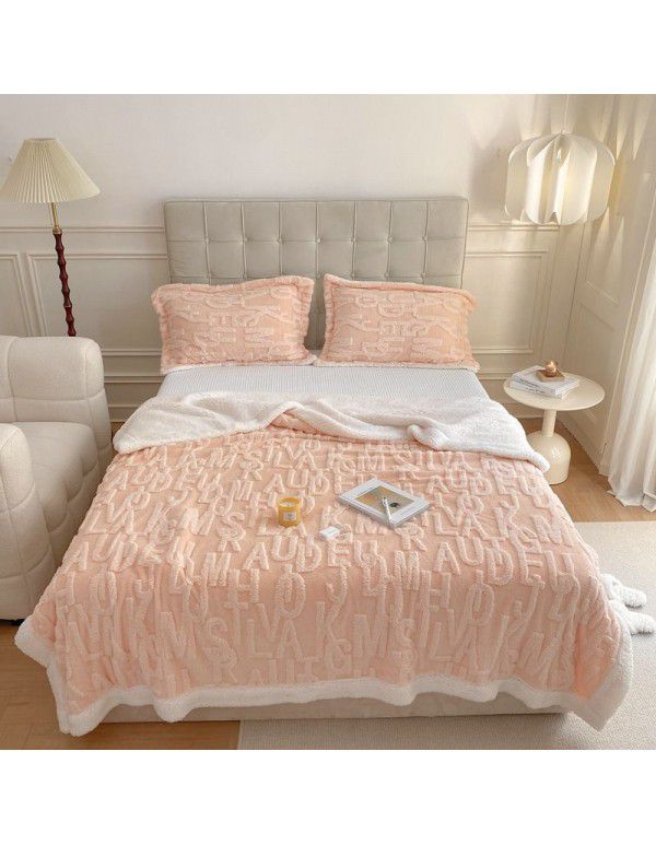 Autumn and winter thickened warm taff milk wool blanket version pure simple lamb wool blanket blanket bedding