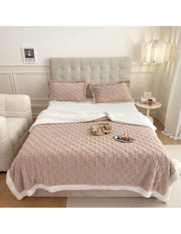 Autumn and winter thickened warm taff milk wool blanket version pure simple lamb wool blanket blanket bedding