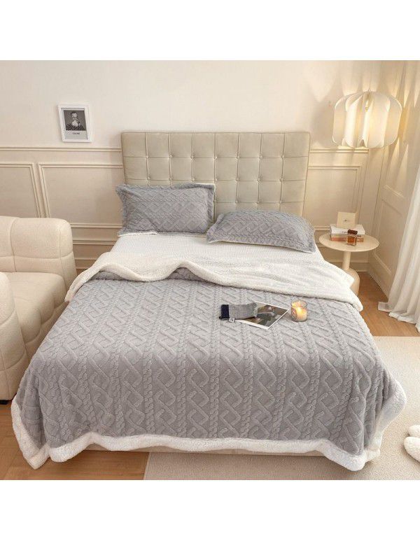 Autumn and winter thickened warm taff milk wool blanket version pure simple lamb wool blanket blanket bedding