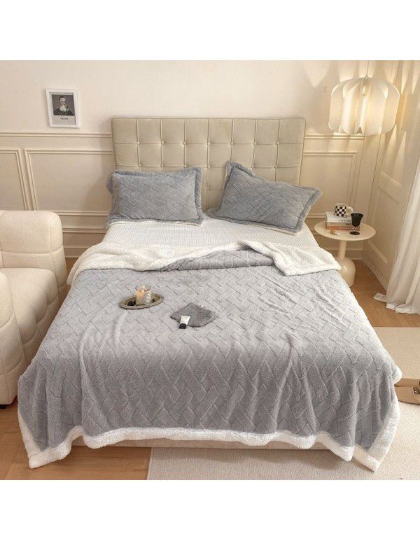 Autumn and winter thickened warm taff milk wool blanket version pure simple lamb wool blanket blanket bedding