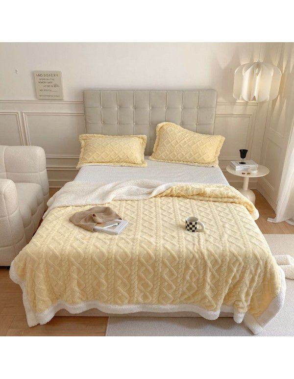 Autumn and winter thickened warm taff milk wool blanket version pure simple lamb wool blanket blanket bedding