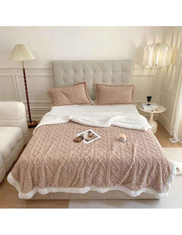 Autumn and winter thickened warm taff milk wool blanket version pure simple lamb wool blanket blanket bedding